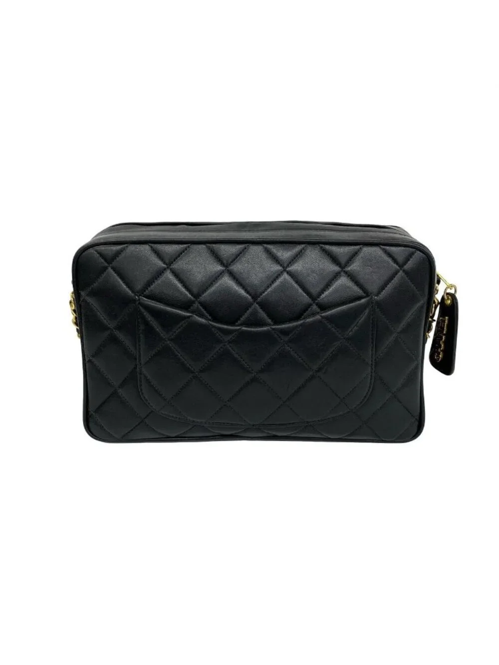 Chanel Box Card with Number 3 Quilted CC Logo Lambskin Shoulder Bag Black